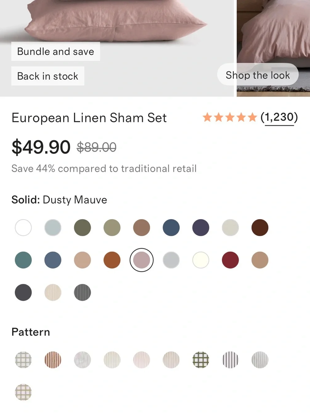 Dusty Mauve European Linen King Sham Set